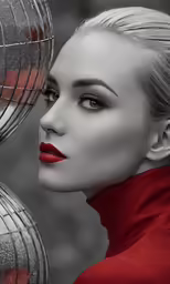 a woman that is looking at something on the mirror