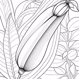 a large cucumber sitting on top of a green leaf,a picture of a fruit hanging on a tree limb