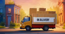a large delivery truck with many boxes stacked on top of it