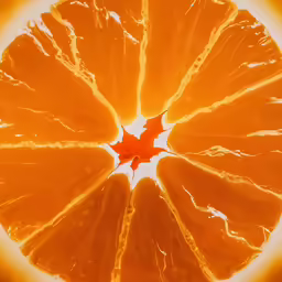 an orange sliced into pieces on top of a table