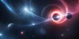 three different colored spirals with blue and pink lights