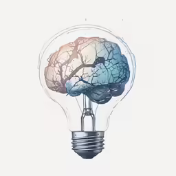 a human brain with an electric light bulb in it
