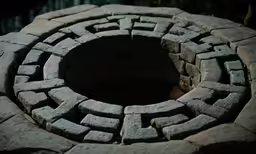 a very large rock structure with a black eye in it