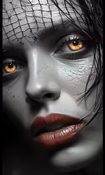 an artistic photograph of a woman with orange eyes