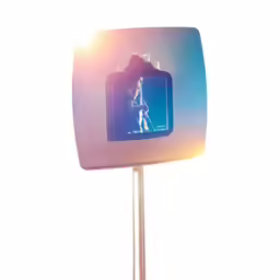a computer screen mounted on a wooden pole
