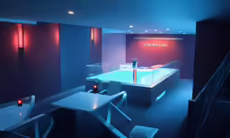a table that has some cups and drinks in it