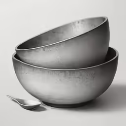 this is a set of 3 bowls with two spoons on top