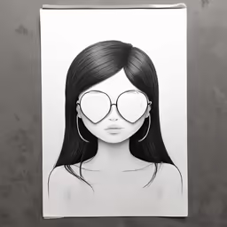 a woman wearing glasses and sitting on top of a gray surface