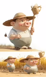 an animated cartoon with the same hat as the character