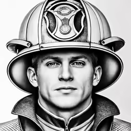 a man in a fireman hat drawing