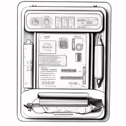 black and white drawing of an electronic device
