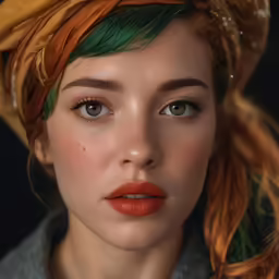 a girl with a colorful hair is photographed
