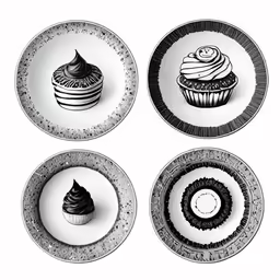 three plates with different cupcake designs on them