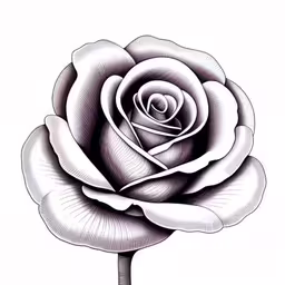 the drawing is drawn in pencil, the outline has been changed,a white rose in the middle of the image
