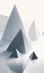 three different shapes sitting in the middle of snow