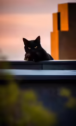 the cat is sitting on the ledge looking towards the camera