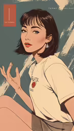 an illustrated drawing of a girl in white shirt