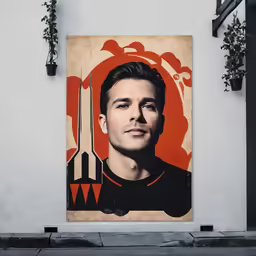 a painting of a man on the wall