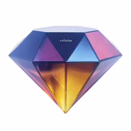 a multicolored diamond shaped sculpture on a white background