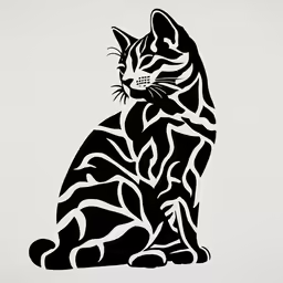 a black and white cat sitting on the floor