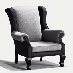 a grey and black chair with an armrest