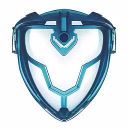 a white background with some blue items that can be seen in the form of a shield