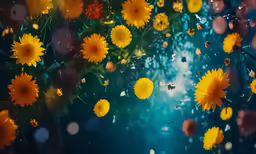 a close up view of some daisies on the tree