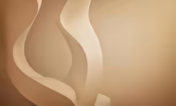 a painting with wavy lines, some brown and the other tan