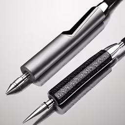 a stylish pen with a stylus and a case of black ink