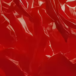 a close up of red plastic with a leaf design