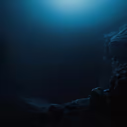 the water is clear and blue at night