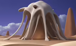 a strange, very large creature in a desert environment