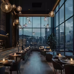 empty restaurant with lots of tables with candles