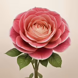 there is a single pink rose on a small vase