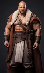 a man in costume and gear with no shirt on