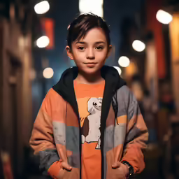 the young boy is posing for a photo