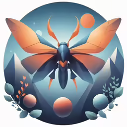 an orange, black and white bug with circles surrounding it