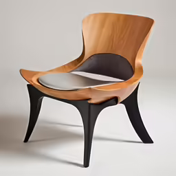 a wooden chair with metal accents on it