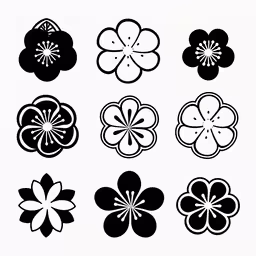 a variety of flowers in various colors,eight clovers from each different side of the image