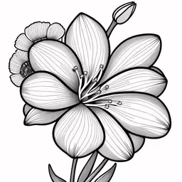 a drawing of an oriental lily, on white background,a drawing of a lily flower
