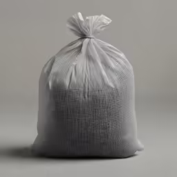 a white trash bag with a plastic wrap