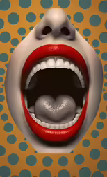 an art work with a mouth made to look like it is smiling