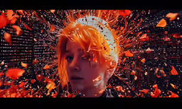 young man looking at computer screen with multiple orange bubbles