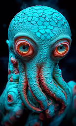 an octopus like creature with glowing orange eyes