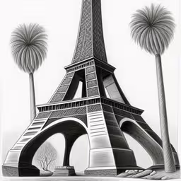 a drawing of the eiffel tower in france