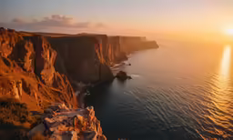 a sunset scene looking down on the sea