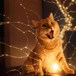 a cat yawning, with its mouth open