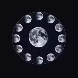 a clock with many phases of the moon inside