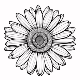 an ink drawing of a large sunflower with spirals,a drawing of a sunflower with lines in the middle