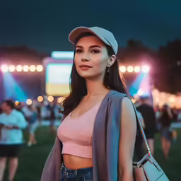 an image of a beautiful woman wearing jeans and a baseball cap